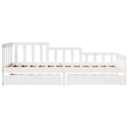 Sofá Cama Con Cajones Madera Maciza De Pino Blanca