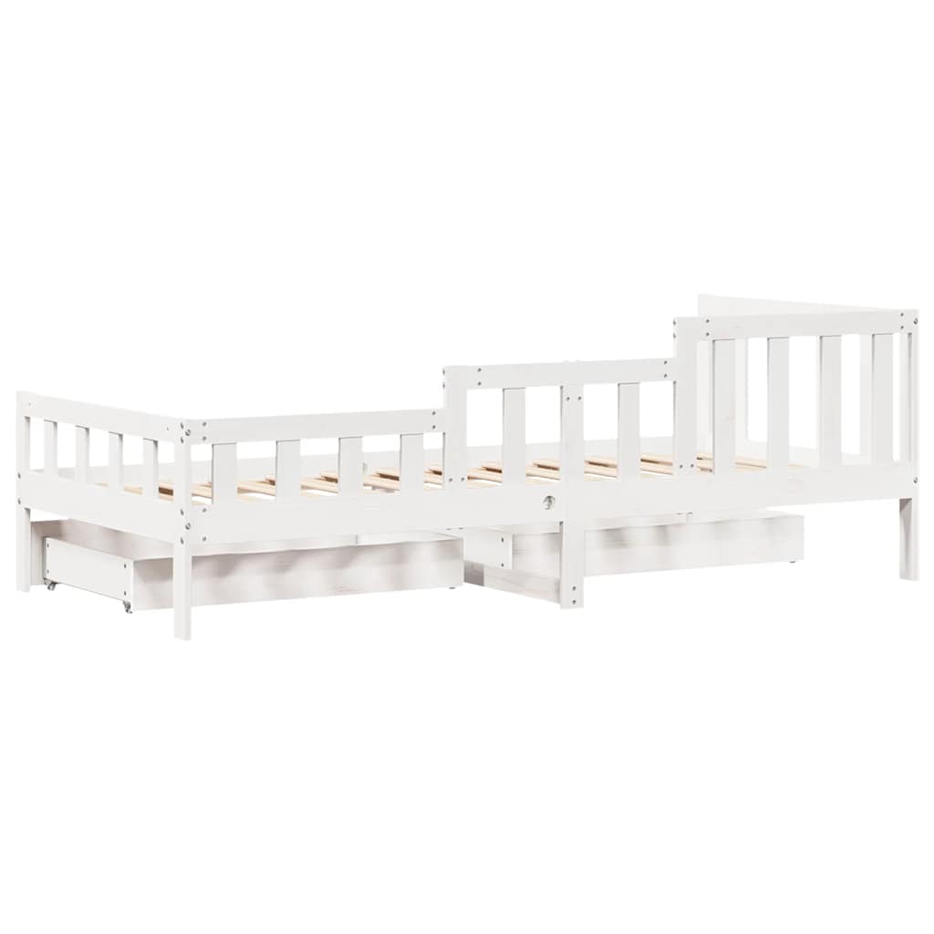 Sofá Cama Con Cajones Madera Maciza De Pino Blanca