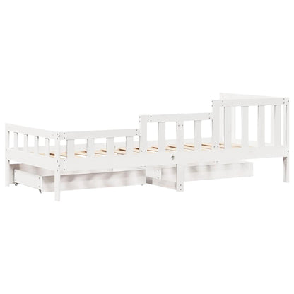 Sofá Cama Con Cajones Madera Maciza De Pino Blanca