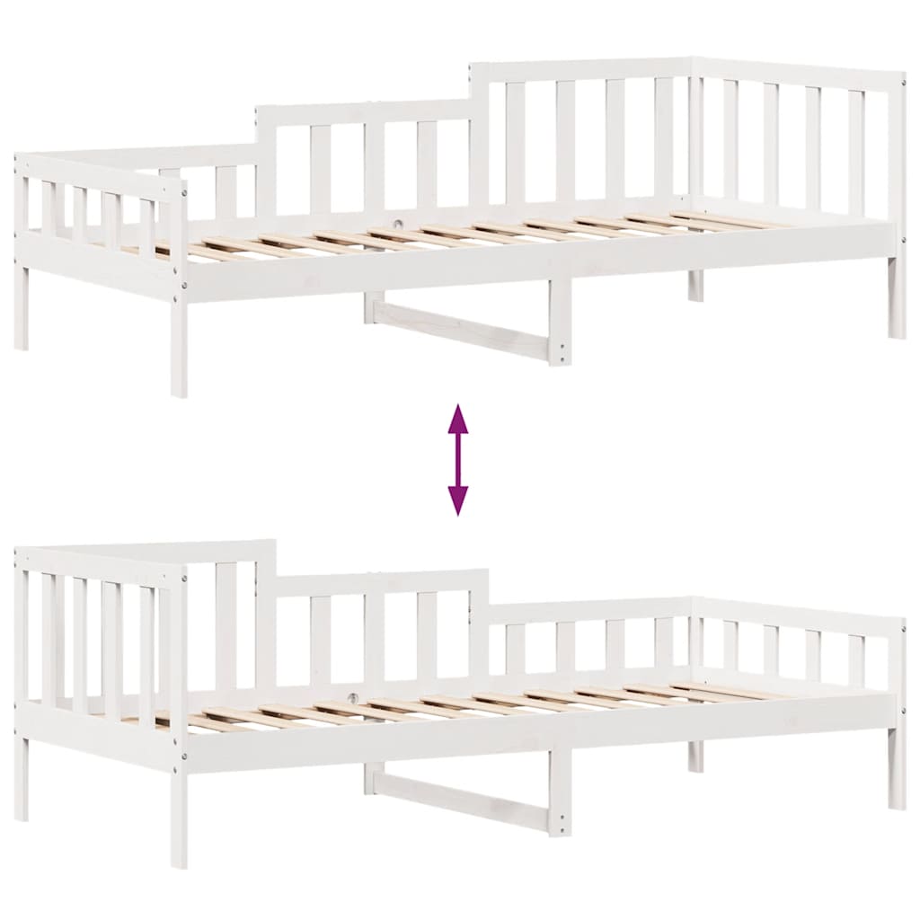 Sofá Cama Con Cajones Madera Maciza De Pino Blanca