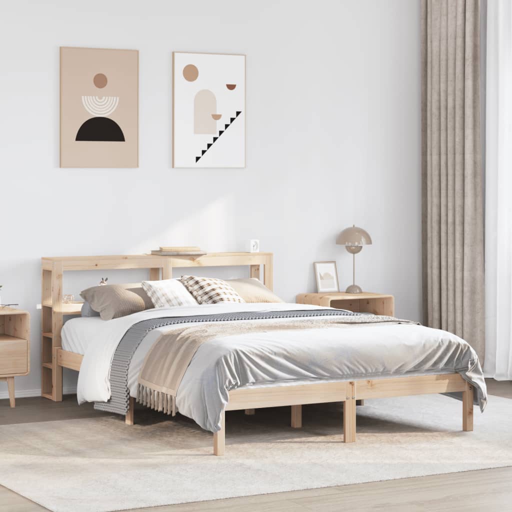 Estructura De Cama Sin Colchón Madera Maciza De Pino