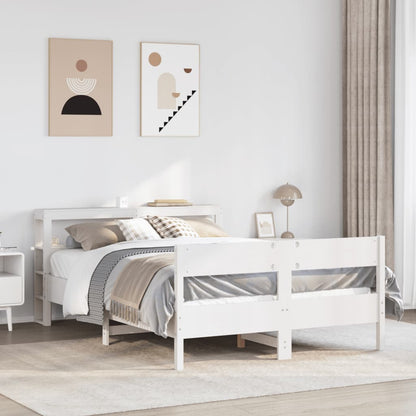 Estructura De Cama Sin Colchón Madera Maciza Blanca