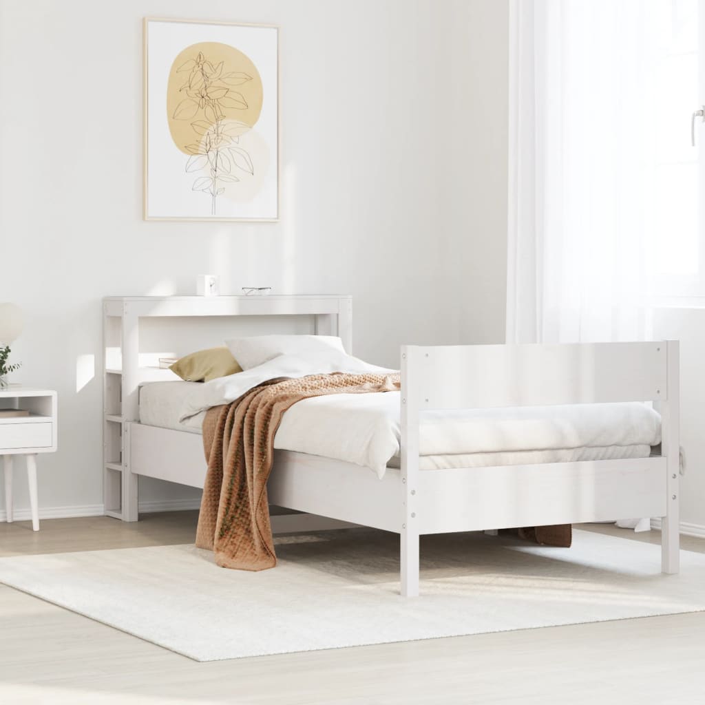 Estructura De Cama Sin Colchón Madera Maciza Blanca