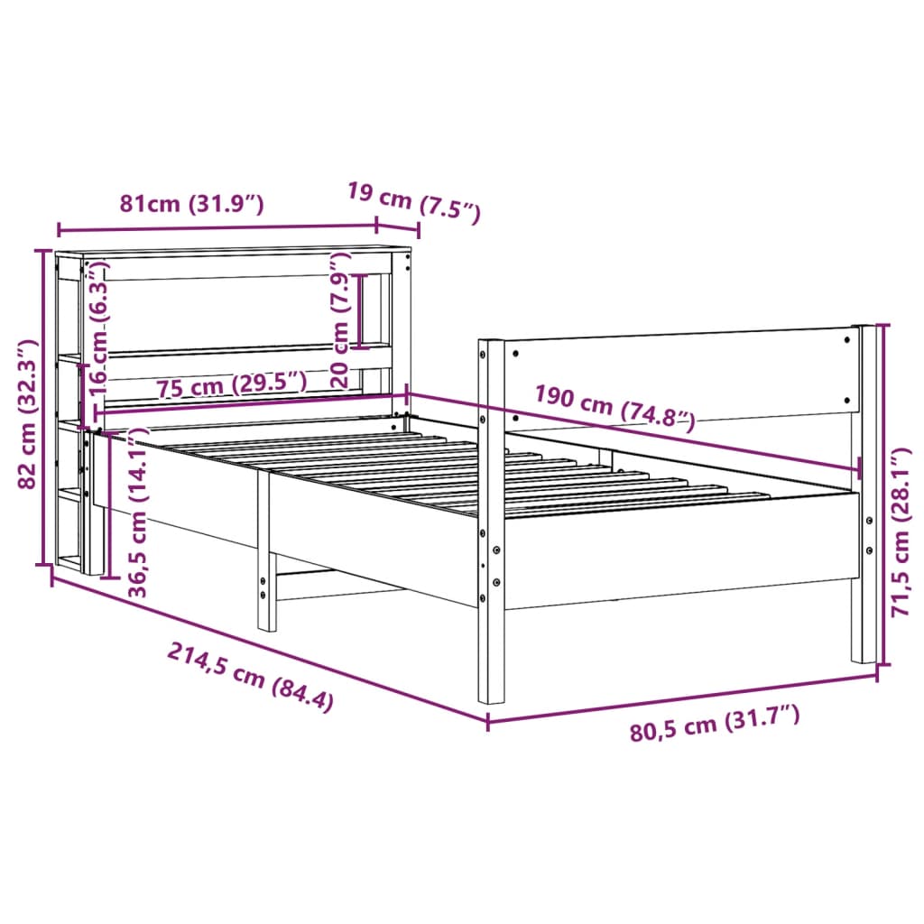 Estructura De Cama Sin Colchón Madera Maciza Blanca