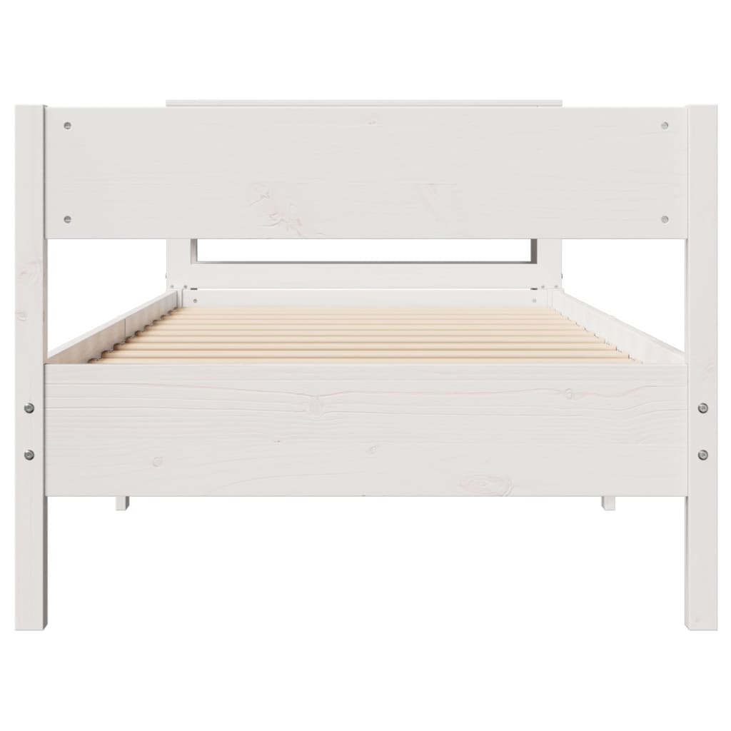 Estructura De Cama Sin Colchón Madera Maciza Blanca