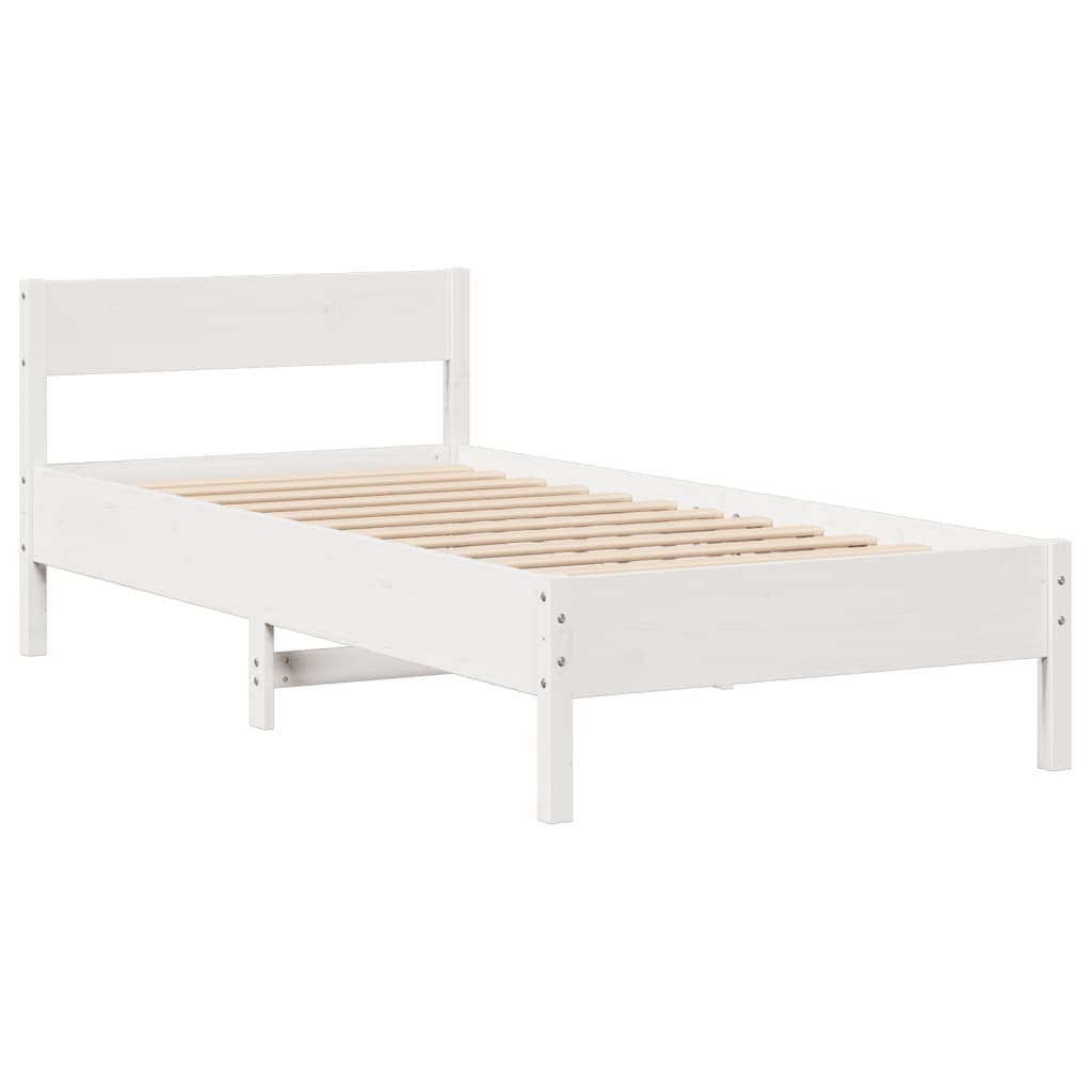 Estructura De Cama Sin Colchón Madera Maciza Blanca