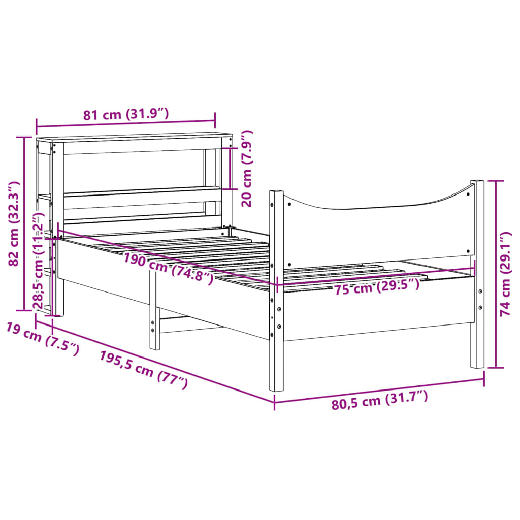 Estructura De Cama Con Cabecero Madera Pino