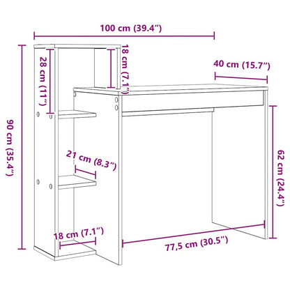 Escritorio Con Estante 100 X 40 X 90 Cm Madera De Ingeniería