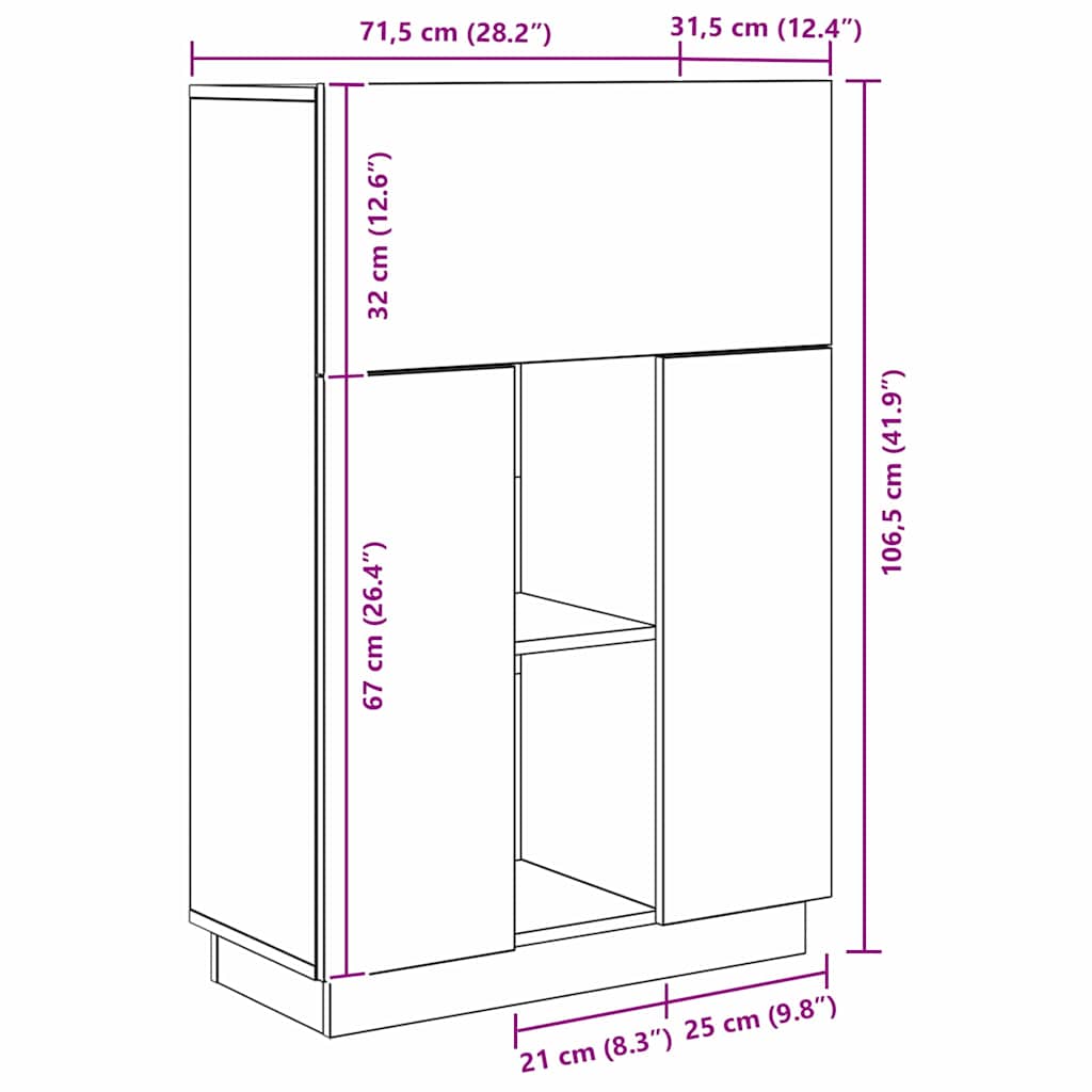 Escritorio 71.5 X 31.5 X 106.5 Cm Madera De Ingeniería