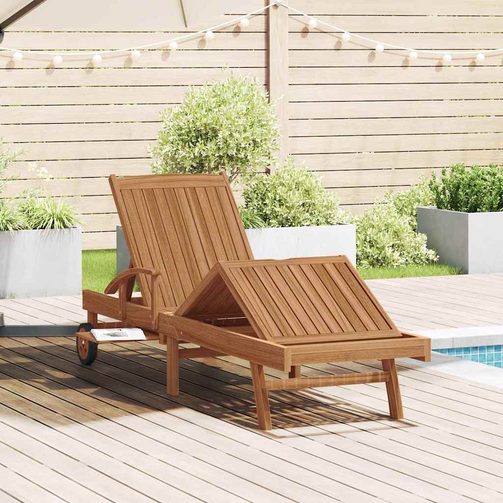 Tumbona Con Cojín 1-Persona 2 Pcs Marrón Madera De Teca Maciza