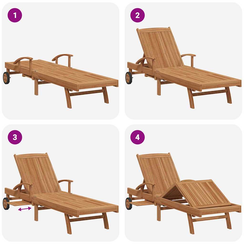 Tumbona Con Cojín 1-Persona 2 Pcs Marrón Madera De Teca Maciza