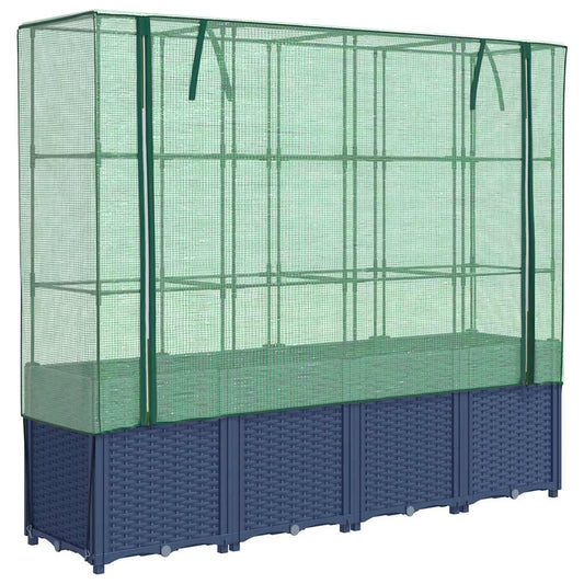Jardinera Elevada Con Cubierta De Invernadero Aspecto Ratán 160X40X153 Cm