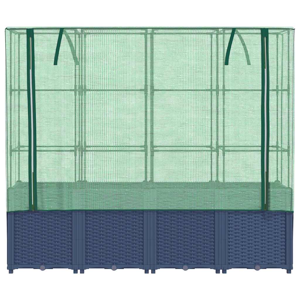 Jardinera Elevada Con Cubierta De Invernadero Aspecto Ratán 160X40X153 Cm