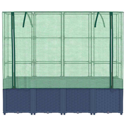 Jardinera Elevada Con Cubierta De Invernadero Aspecto Ratán 160X40X153 Cm