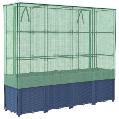 Jardinera Elevada Con Cubierta De Invernadero Aspecto Ratán 160X40X153 Cm
