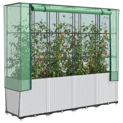 Jardinera Elevada Con Cubierta De Invernadero Aspecto Ratán 160X40X153 Cm