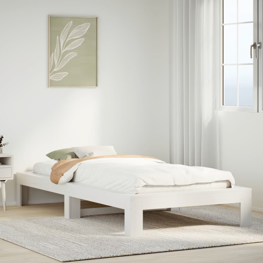 Estructura De Cama Sin Colchón Madera Maciza Marrón
