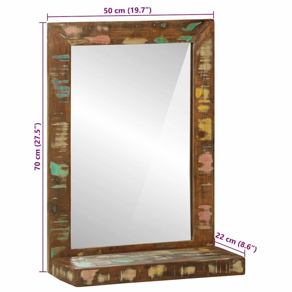 Espejo De Baño Marrón 50 X 22 X 70 Cm Madera Sólida Recuperada