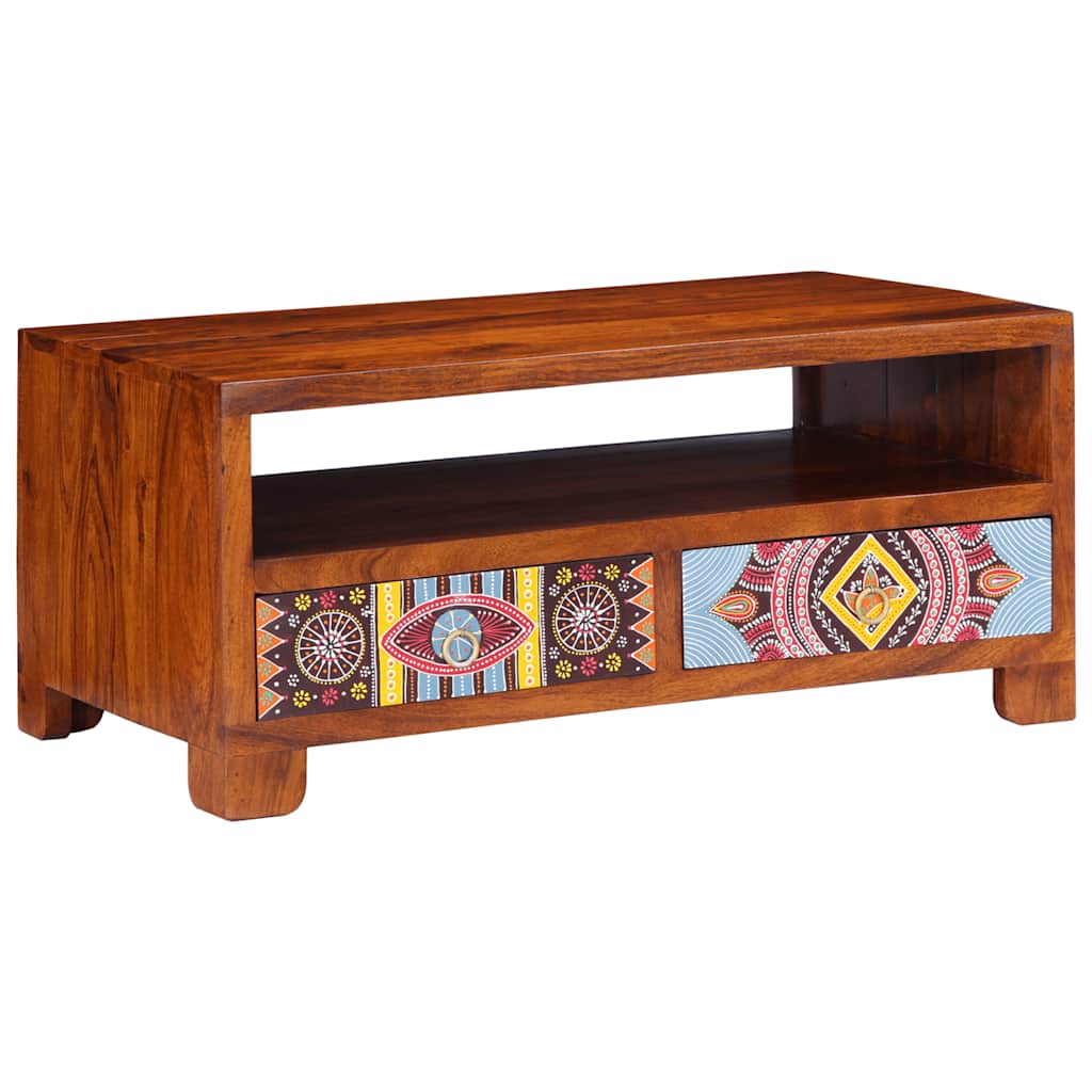 Mesa De Centro De Madera Maciza De Acacia 90X50X40 Cm