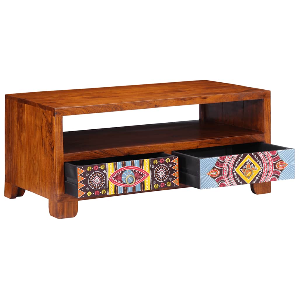 Mesa De Centro De Madera Maciza De Acacia 90X50X40 Cm