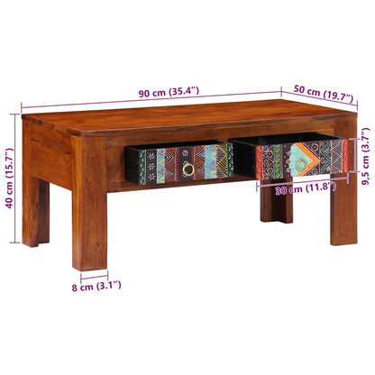 Mesa De Centro De Madera Maciza De Acacia 90X50X40 Cm