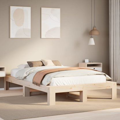 Estructura De Cama Sin Colchón Madera Maciza Marrón