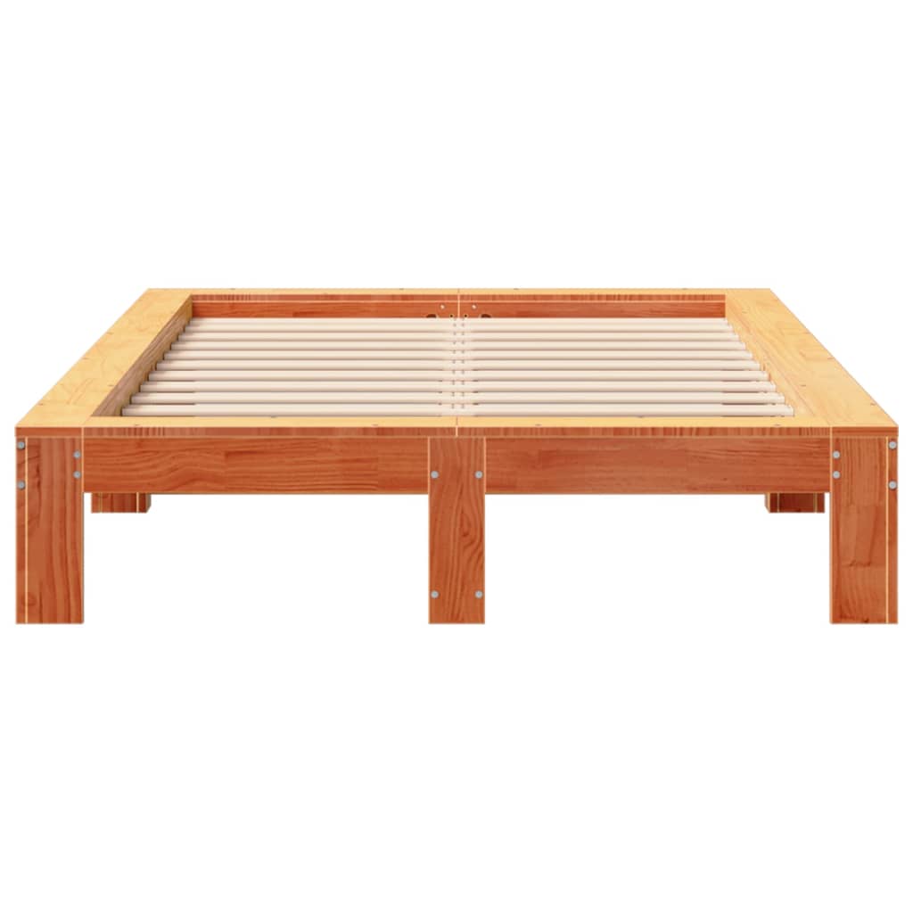 Estructura De Cama Sin Colchón Madera Maciza Marrón