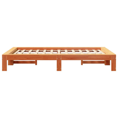 Estructura De Cama Sin Colchón Madera Maciza Marrón