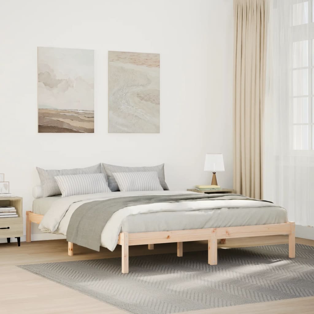 Cama Extralarga Sin Colchón Madera Maciza De Pino