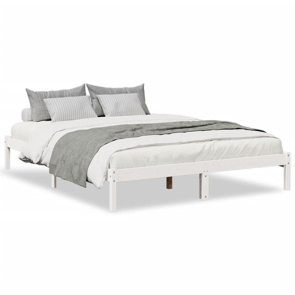 Cama Extralarga Sin Colchón Madera Maciza Pino Blanca