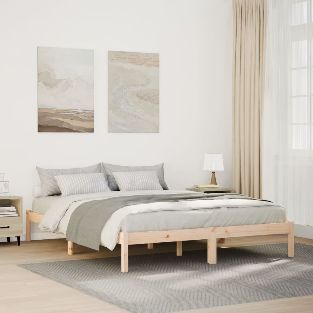 Cama Extralarga Sin Colchón Madera Maciza De Pino