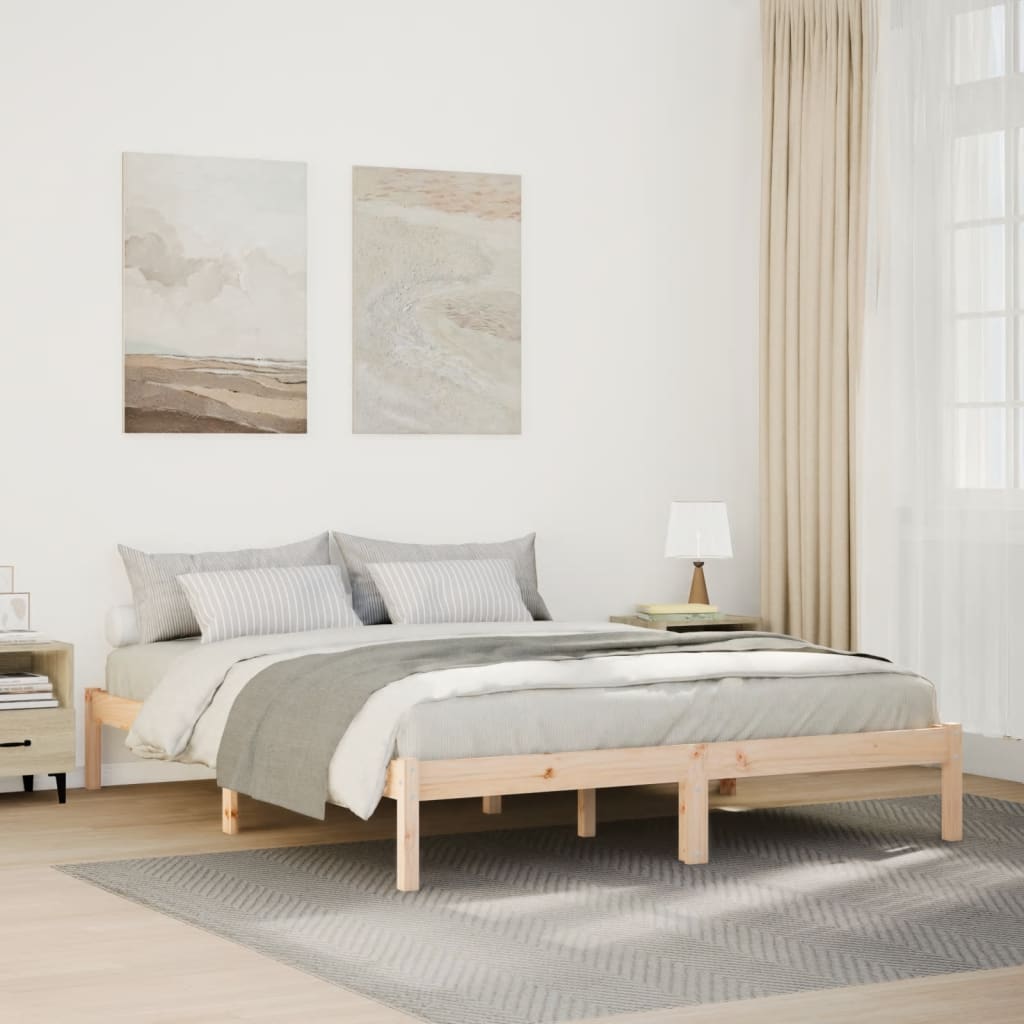 Cama Extralarga Sin Colchón Madera Maciza De Pino