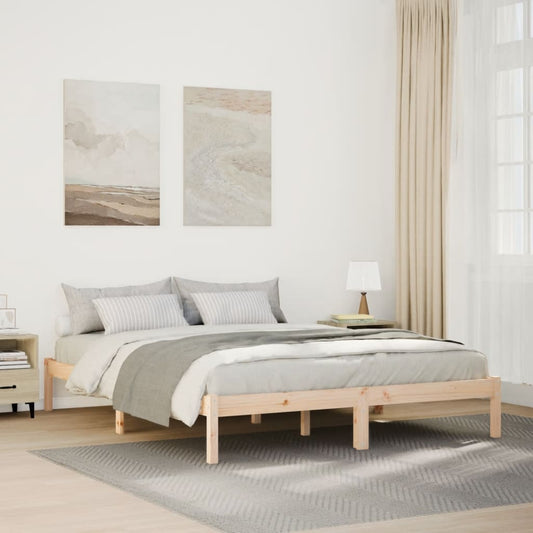 Cama Extralarga Sin Colchón Madera Maciza De Pino