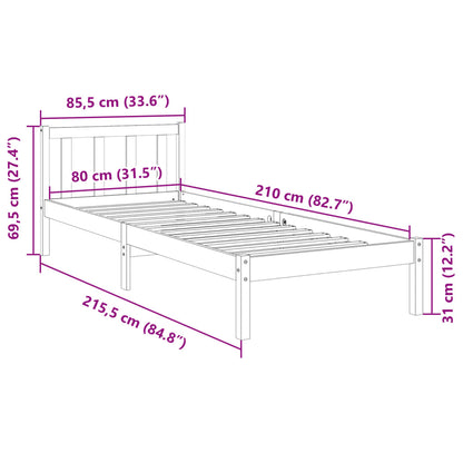 Cama Extralarga Sin Colchón Madera Maciza De Pino