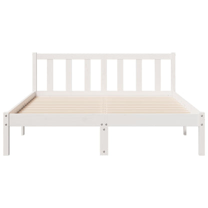 Cama Extralarga Sin Colchón Madera Maciza Pino Blanca 80X210 Cm