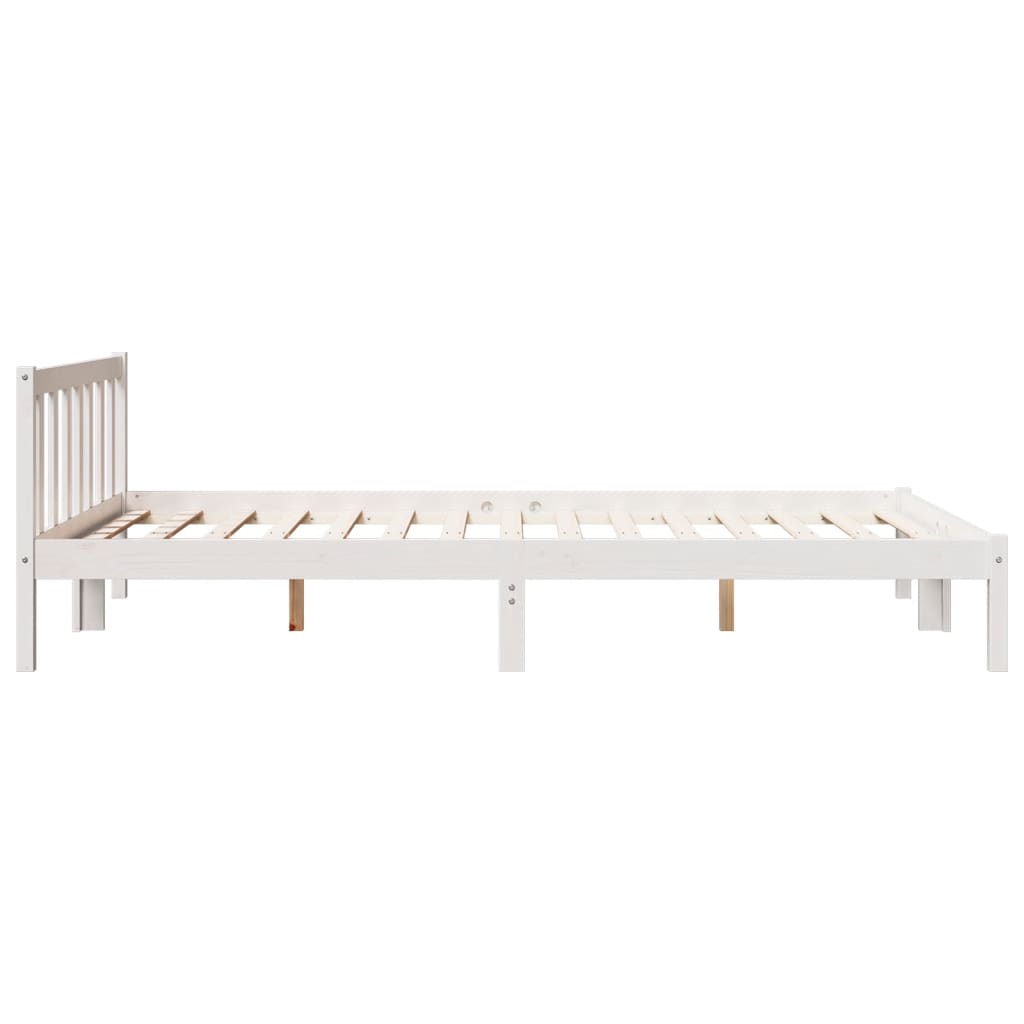 Cama Extralarga Sin Colchón Madera Maciza Pino Blanca 80X210 Cm