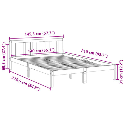 Cama Extralarga Sin Colchón Madera Maciza Pino Blanca 80X210 Cm