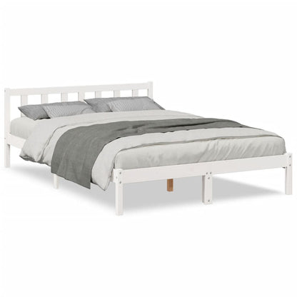 Cama Extralarga Sin Colchón Madera Maciza Pino Blanca 160X210Cm