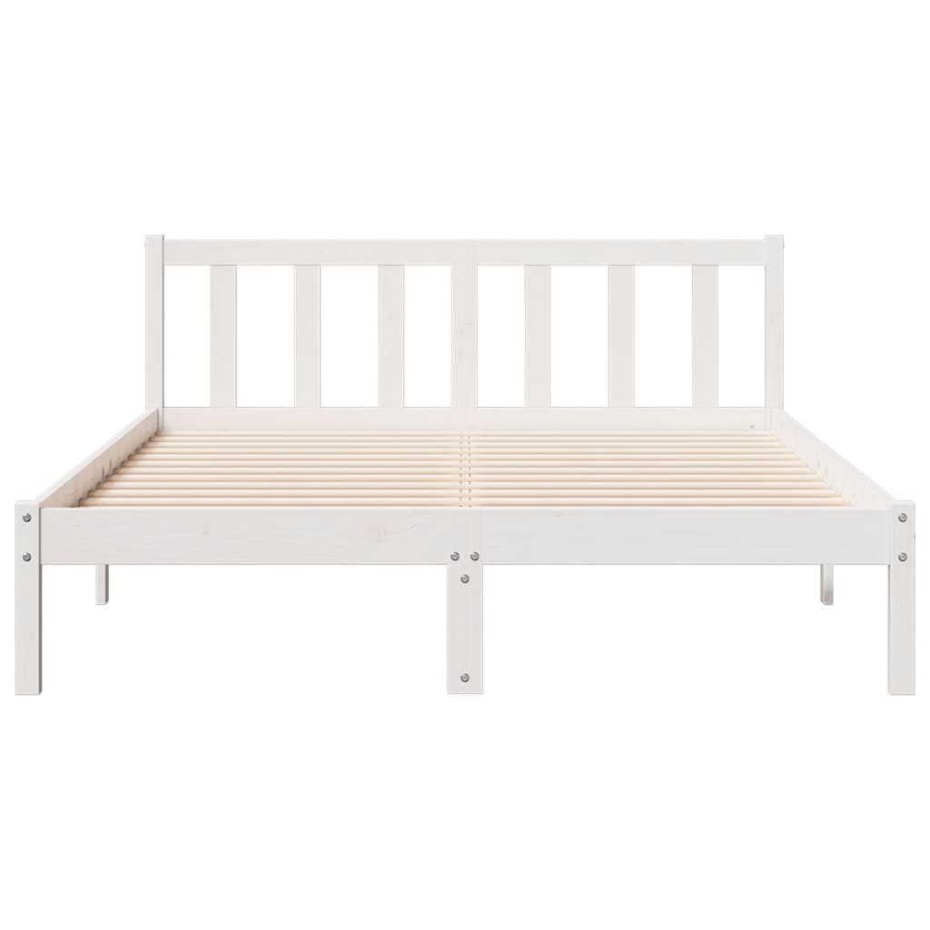 Cama Extralarga Sin Colchón Madera Maciza Pino Blanca 160X210Cm