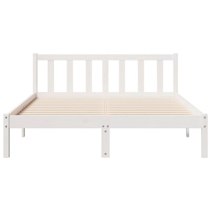 Cama Extralarga Sin Colchón Madera Maciza Pino Blanca 160X210Cm