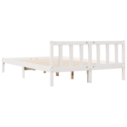 Cama Extralarga Sin Colchón Madera Maciza Pino Blanca 160X210Cm