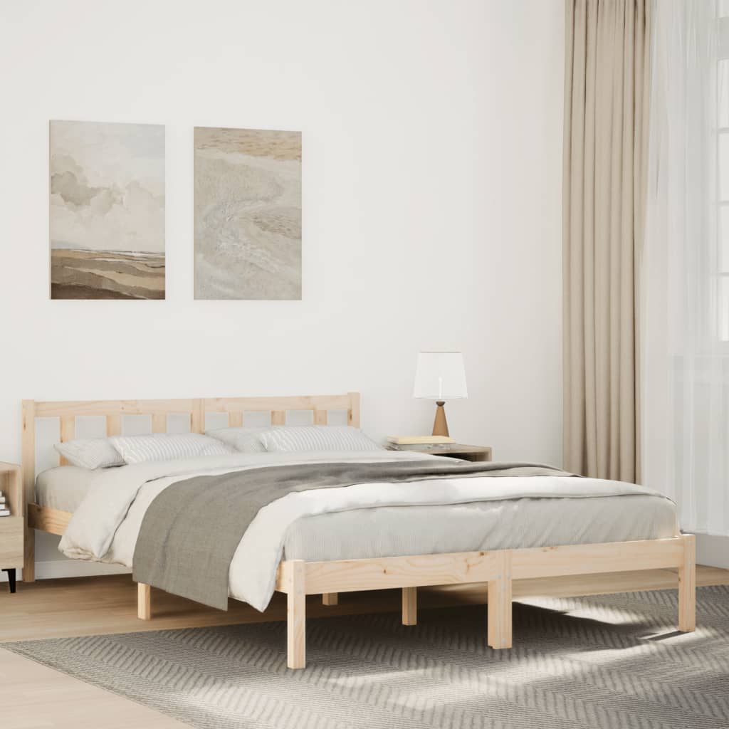 Cama Extralarga Sin Colchón Madera Maciza De Pino