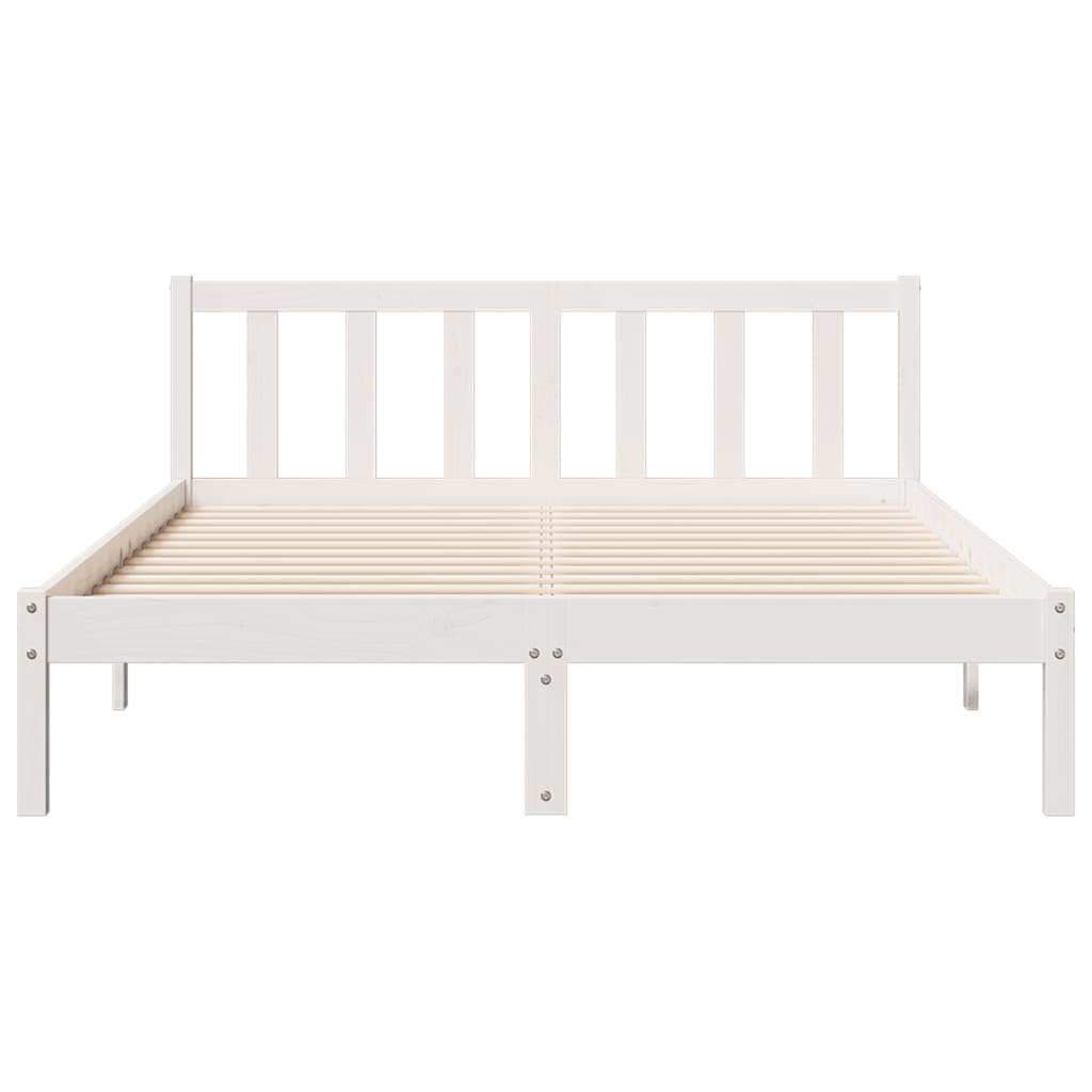 Cama Extralarga Sin Colchón Madera Maciza Pino Blanca 140X220Cm