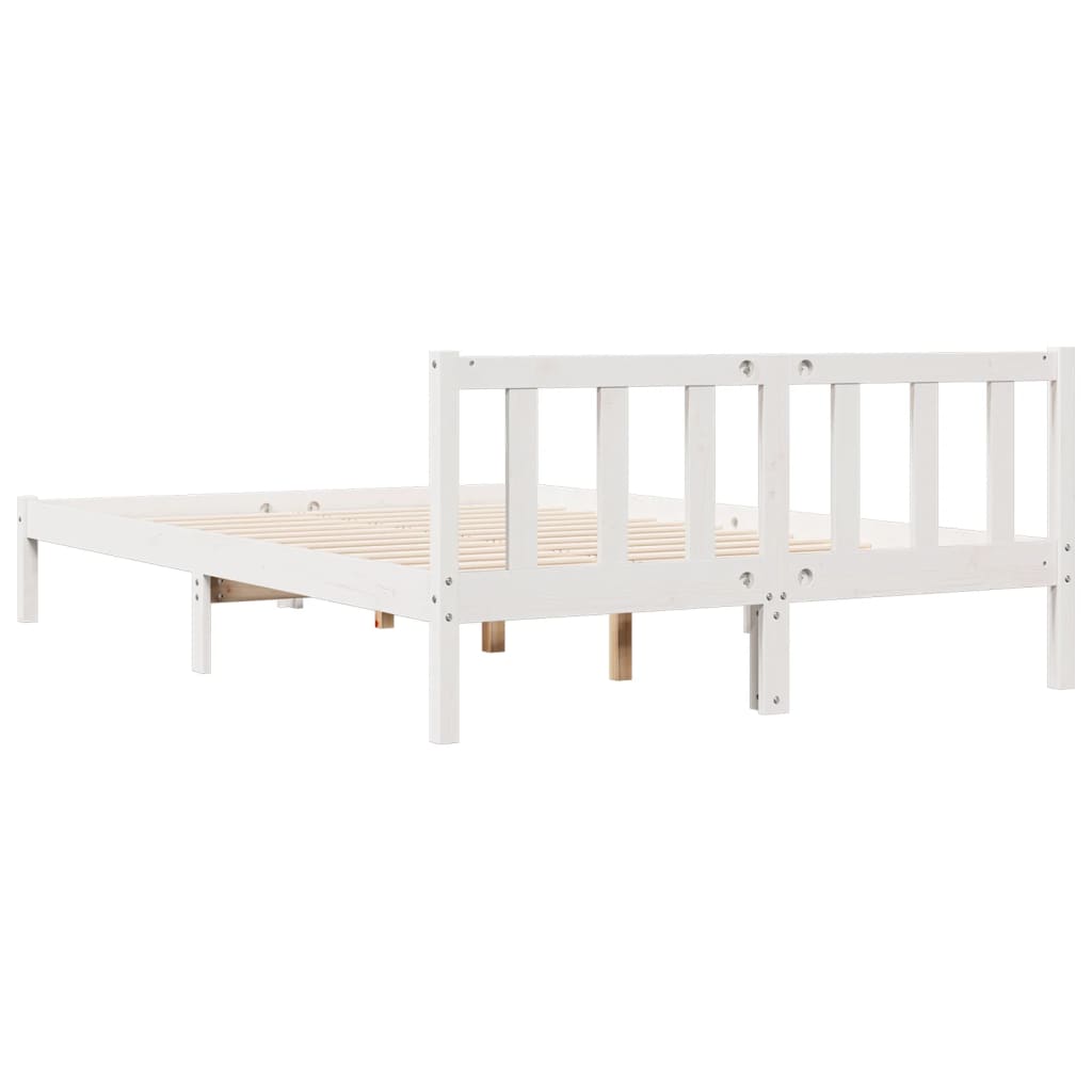 Cama Extralarga Sin Colchón Madera Maciza Pino Blanca 140X220Cm
