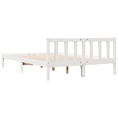 Cama Extralarga Sin Colchón Madera Maciza Pino Blanca 140X220Cm