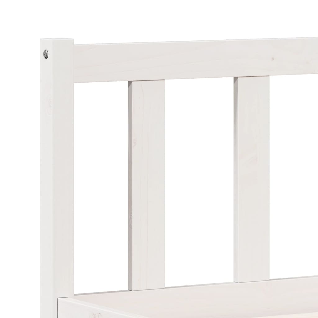 Cama Extralarga Sin Colchón Madera Maciza Pino Blanca 140X220Cm