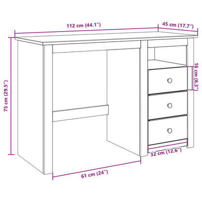 Escritorio Panama Madera Maciza De Pino 112X45X75 Cm