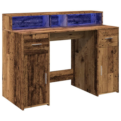 Escritorio Con Led Madera Ingeniería Envejecida