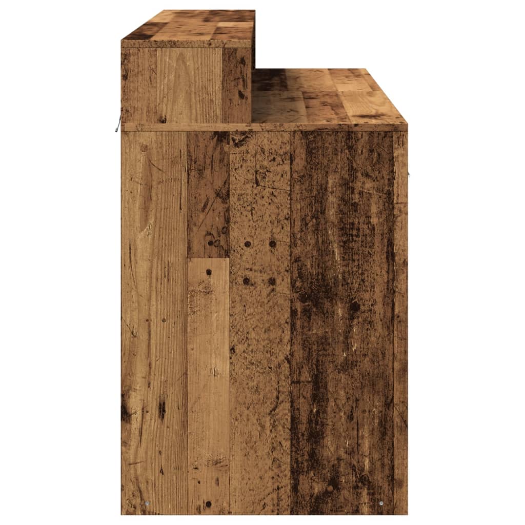 Escritorio Con Led Madera Ingeniería Envejecida