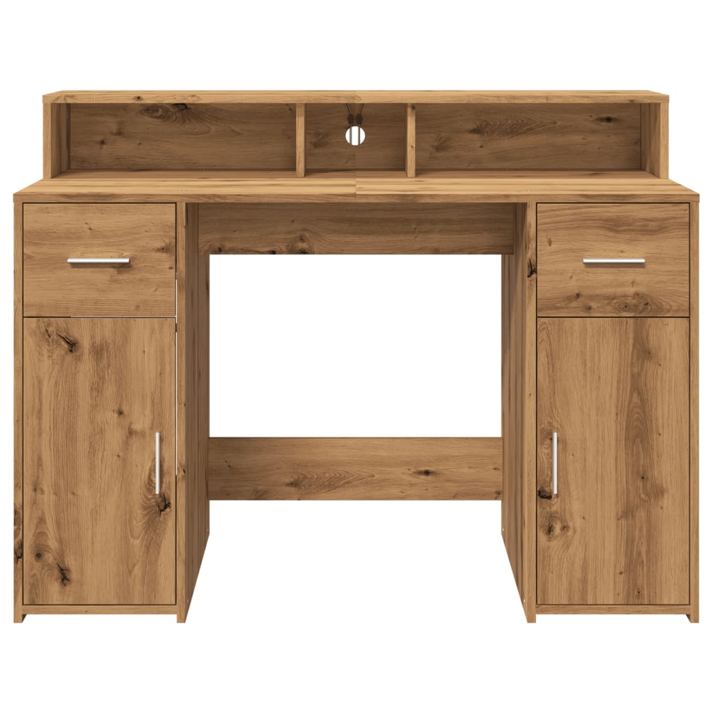 Escritorio Con Led Madera Ingeniería Roble Artisian 120X55X91Cm